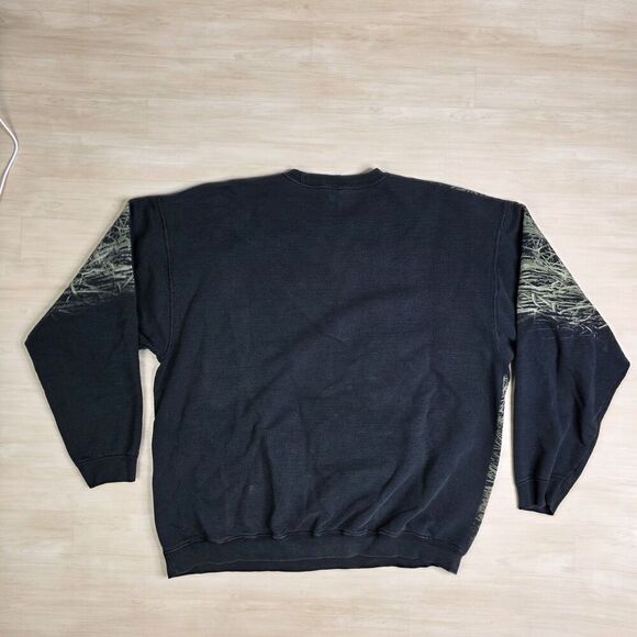 Vintage Fruit Of The Loom Sweatshirt Mens 2XL Tiger Graphic Crewneck AOP Grass - Picture 2 of 9